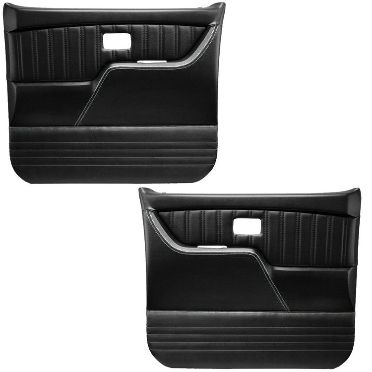 11-83008-6525-WS Front Molded Door Panels, 1981-1987 Chevy/GMC Truck/Blazer/Jimmy, Charcoal Black Verona Vinyl W/White Stitch