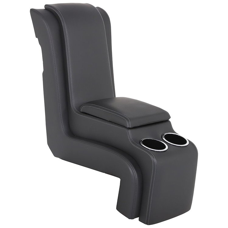 25-83060-6525-GS Deluxe Console W/Armrest & Storage 1960-1972 Chevy/GMC Trucks, Charcoal Black Verona Vinyl W/Gray Stitch