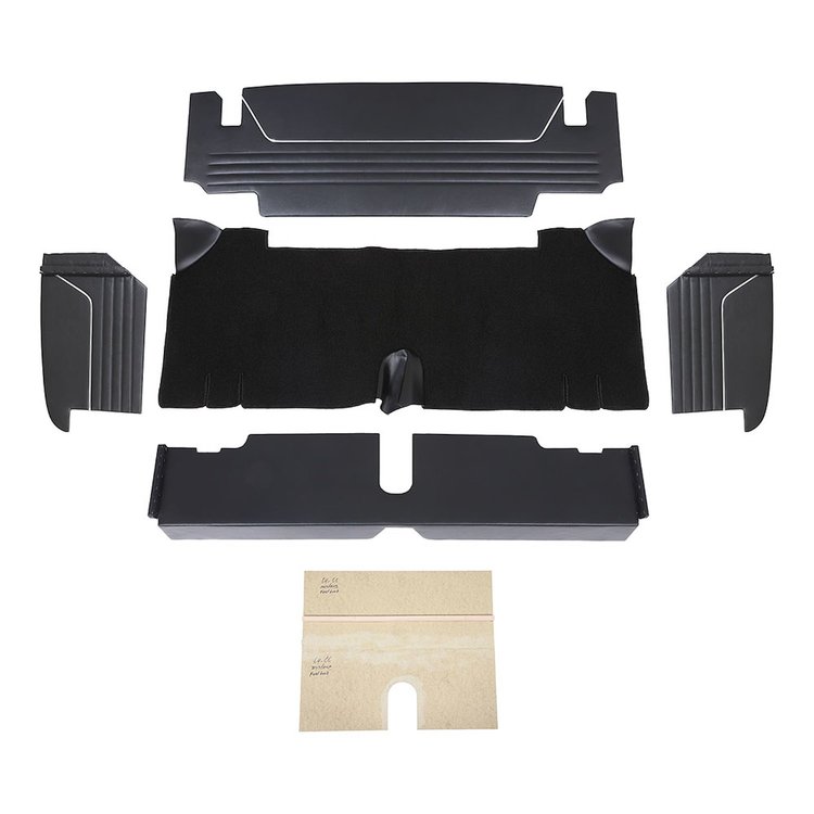 34-T7001-958-301 5 PC  Trunk Kit, Sport II Pattern  1964-1966 Ford Mustang, Black Sierra Vinyl, Black Loop Carpet