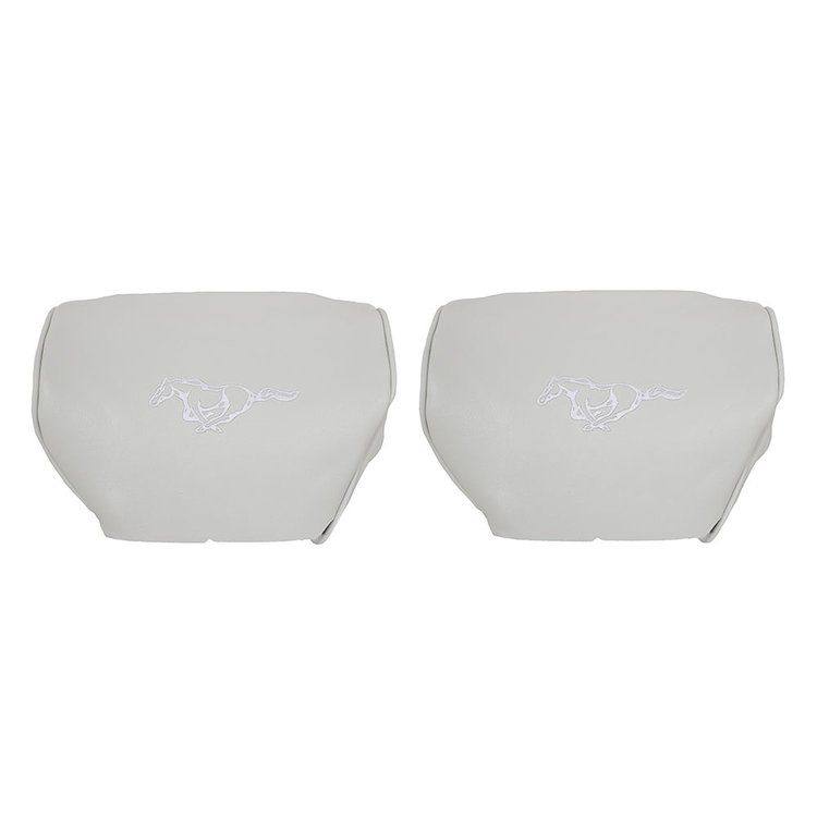 43-7303-965-PONY Headrest Cover 1982-1993 Ford Mustang, White Classic Vinyl W/Pony Logo