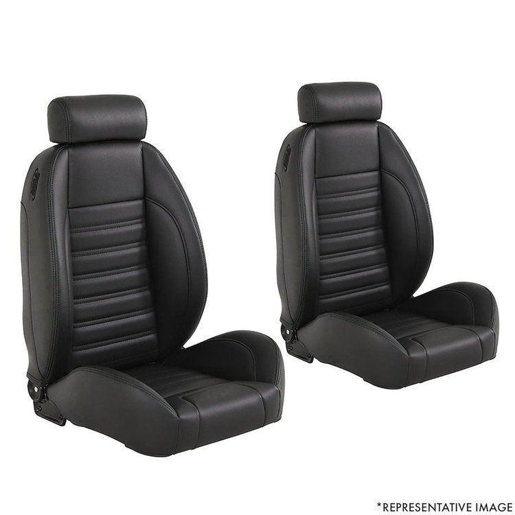 47-9120-6525-BKS Pro-Low Back W/Mini Headrest Bucket Seats, Sport Charcoal Black Verona Vinyl W/Black Stitch