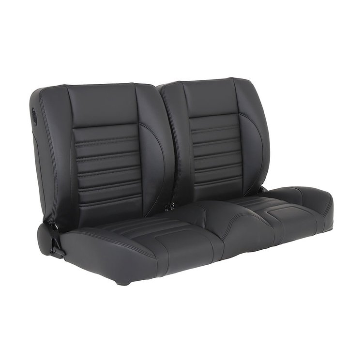 47-9720-6525-BKS 48" Split Back Bench Seat, Sport Pattern Charcoal Black Verona Vinyl W/Black Stitch