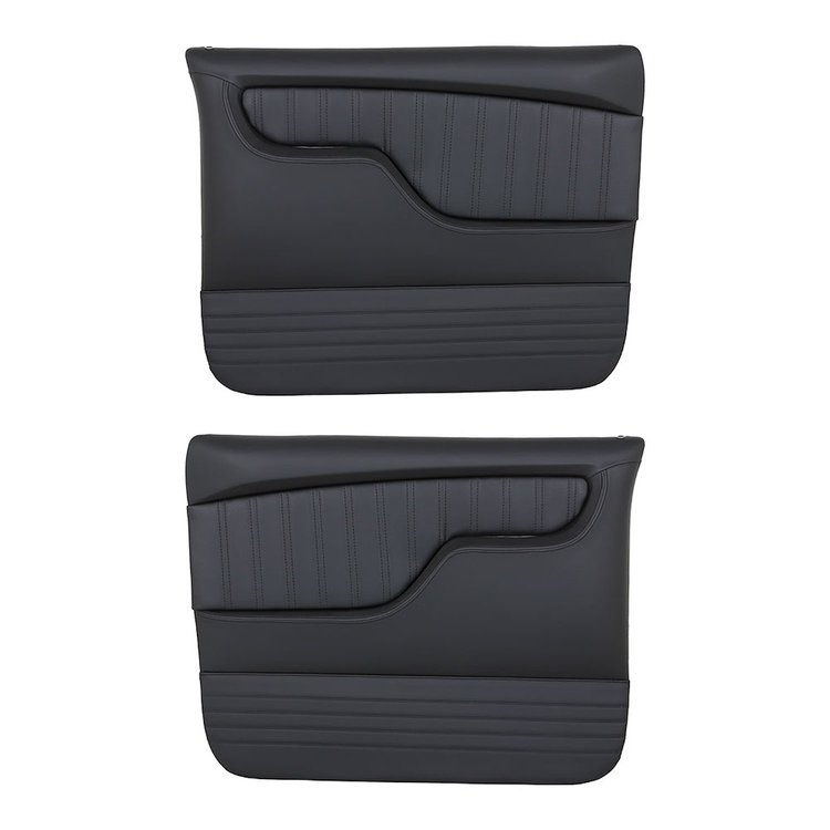 11-83003-6525-BKS Front Molded Door Panels, 1967-1972 Chevy/GMC C/K Truck/Blazer, Charcoal Black Verona Vinyl W/Black Stitch