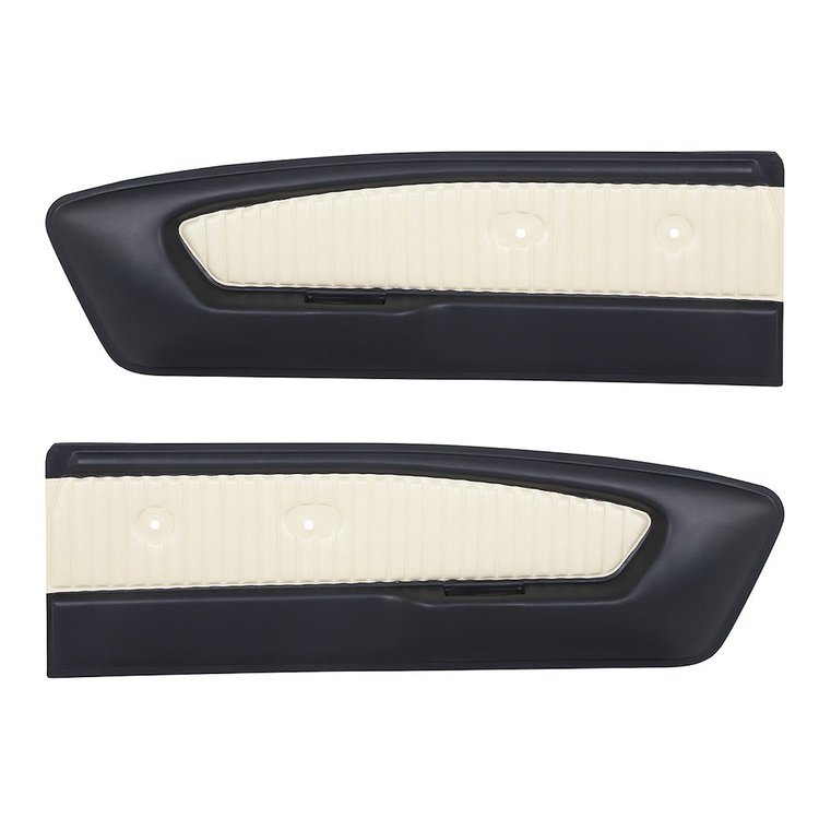 10-70105-958-2290 Door Panels, Front Only 1964 Ford Mustang, Black Sierra Vinyl, White Sierra Vinyl