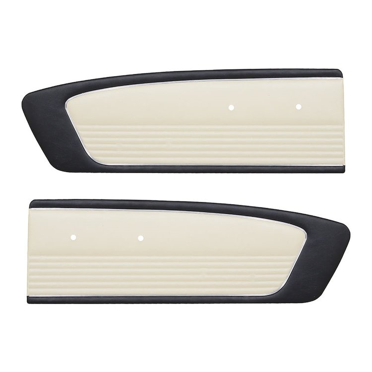 10-70806-958-2290 Door Panels, Front Only 1966 Ford Mustang, Black Sierra Vinyl, White Sierra Vinyl