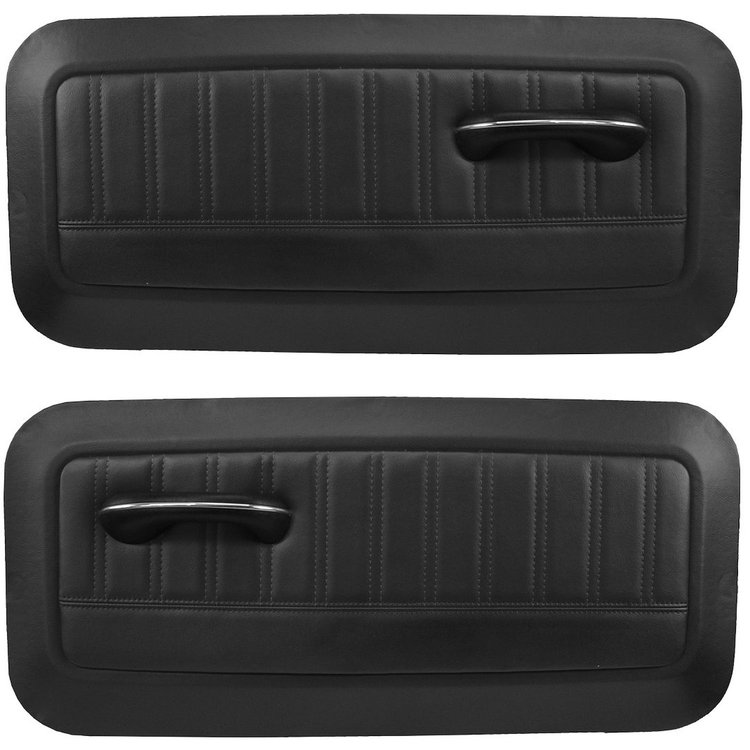11-83004-6525-BKS Front Molded Door Panels, 1964-1966 Chevy/GMC Truck Standard cab, Charcoal Black Verona Vinyl W/Black Stitch