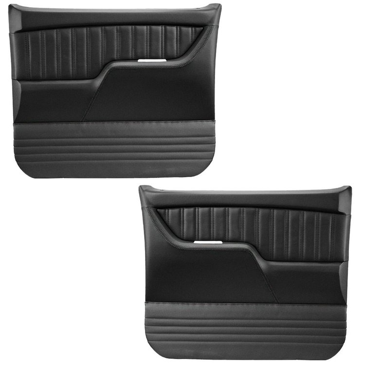 11-83007-6525-BKS Front Molded Door Panels, 1973-1980 Chevy/GMC Truck/Blazer/Jimmy, Charcoal Black Verona Vinyl W/Black Stitch