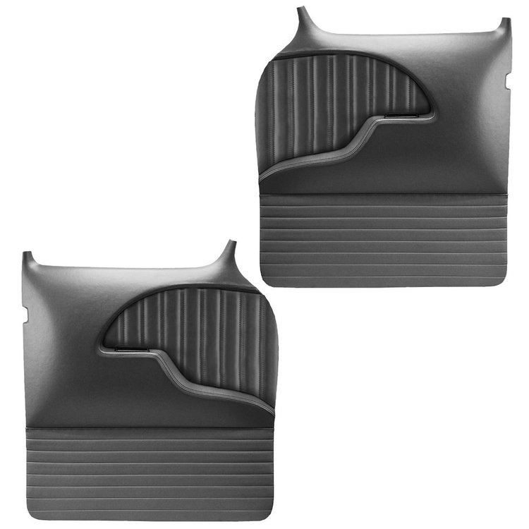 11-83050-6525-BKS Front Molded Door Panels, 1955-1959 Chevy/GMC Truck Standard cab, Charcoal Black Verona Vinyl W/Black Stitch