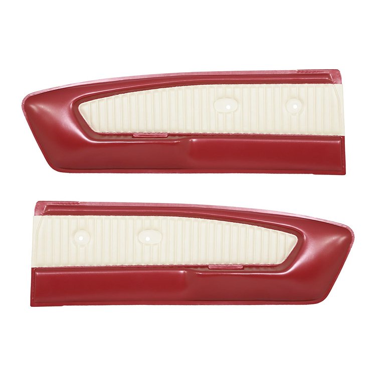 10-70105-2920-2290 Door Panels, Front Only 1964 Ford Mustang, Dk. Red Sierra Vinyl, White Sierra Vinyl