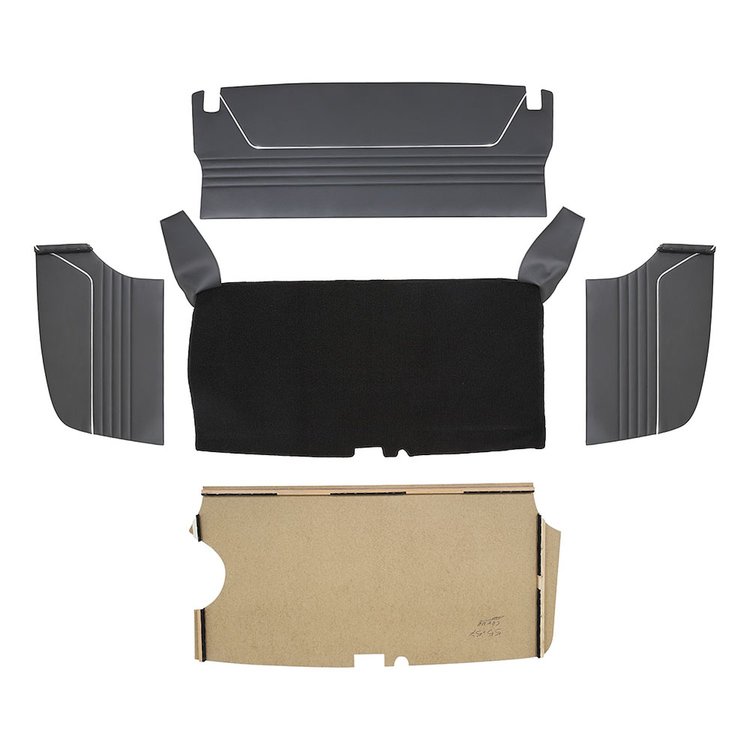 34-T83500-6525-301 4 PC Trunk Kit, 1955-57 Chevy Bel Air Hardtop/Sedan/Convertible, Charcoal Black Verona Vinyl