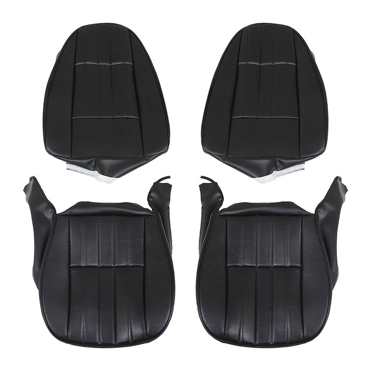 43-80201-2295-3931 Front Seat Upholstery, OE Pattern 1971-1976 Chevy Camaro Coupe, Black Madrid Vinyl, Black Oxen Vinyl