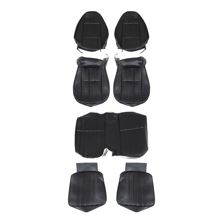 43-80222-2295-3931 Front and Rear Seat Upholstery, 1978-1981 Chevy Camaro Coupe, Black Madrid Vinyl, Black Oxen Vinyl