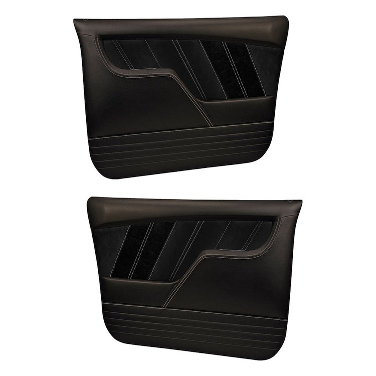 11-83013-6525-99-GS Front Molded Door Panels, 1967-1972 Chevy/GMC Truck/Blazer/Jimmy, Charcoal Black Verona Vinyl