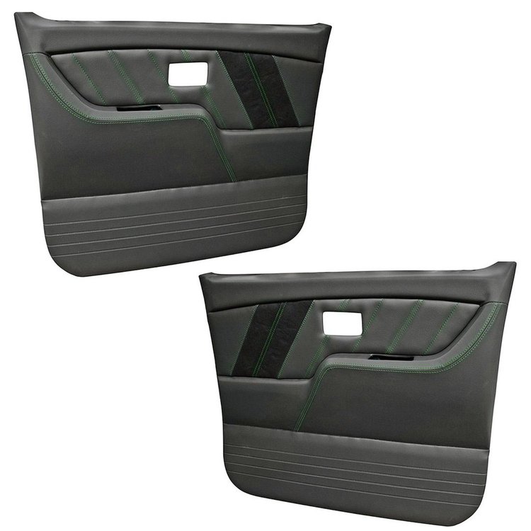 11-83018-6525-99-GS Front Molded Door Panels, 1981-1987 Chevy/GMC Truck/Blazer/Jimmy, Charcoal Black Verona Vinyl