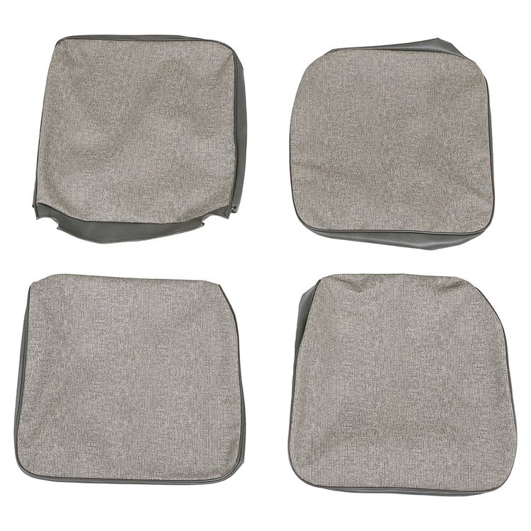 43-2112-328-334-NHS Front Seat Upholstery, 1954-1967 Volkswagen Bus, Gray Vintage Mesh Vinyl W/No Heat Seam