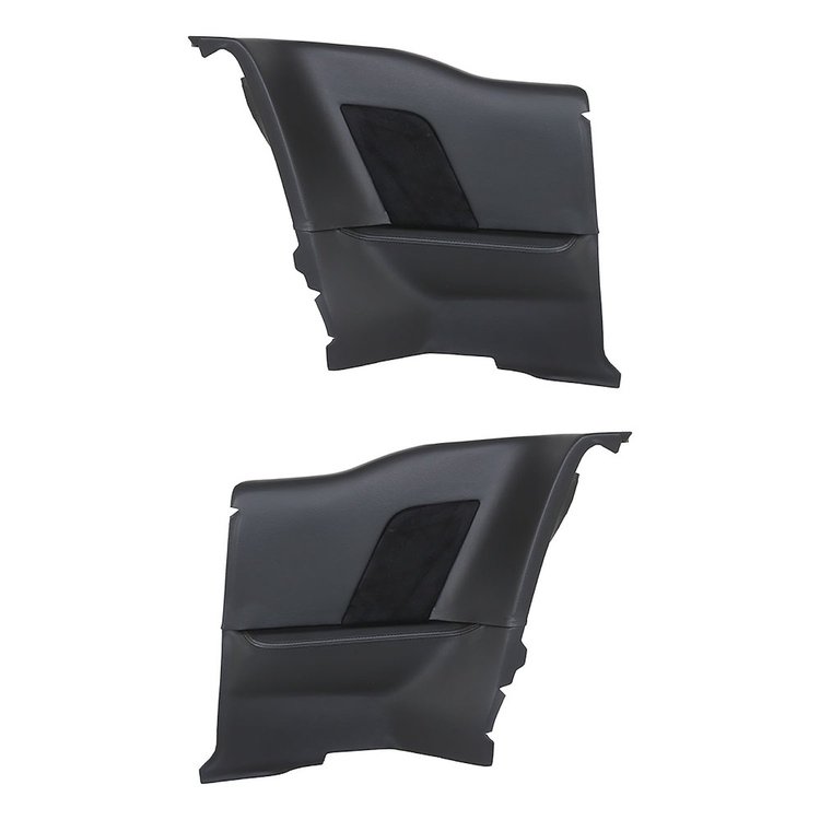 11-70016-6525-99-BKS Rear Molded Quarter Panels, 1964-1968 Ford Mustang, Black Unisuede W/Black Stitch