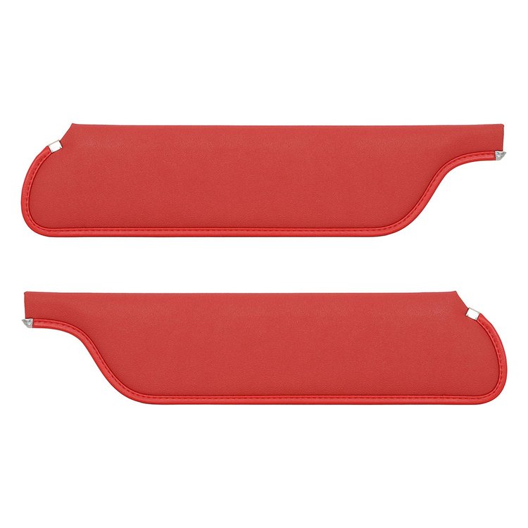 21-7045-812 Sun Visors 1964 1/2-1966 Ford Mustang Coupe, Bright Red Moonskin Vinyl