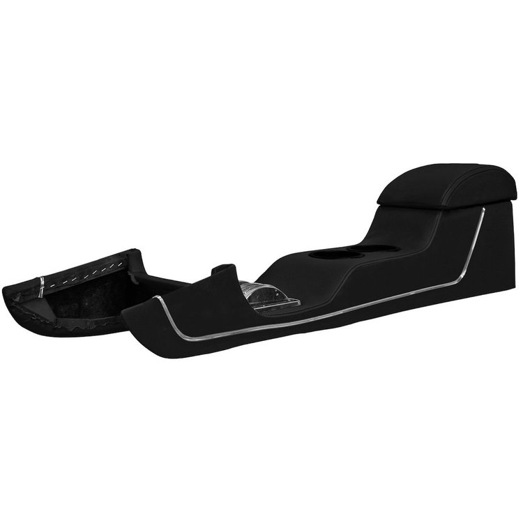 25-7201-3722 Full Length Console, Sport Deluxe Pattern 1969 Ford Mustang, Black Corinthian Vinyl