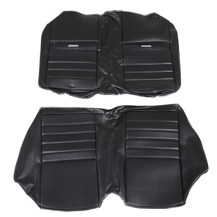43-70115-958 Rear Upholstery, Deluxe Pony Pattern 1970 Ford Mustang, Black Sierra Vinyl