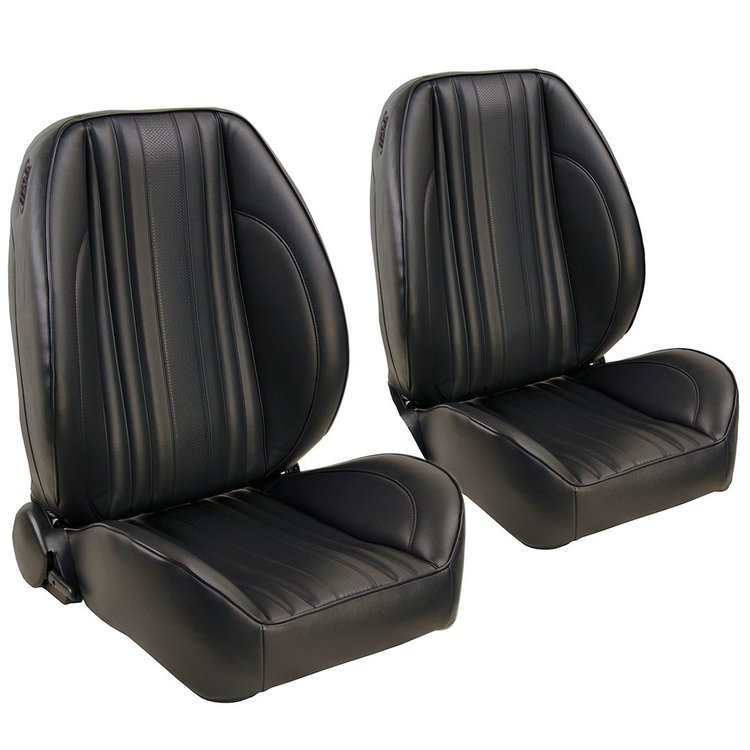 47-8019-2295 Pro-Low Back Bucket Seats, OE Style Pattern 1969 Chevy Chevelle Coupe, Black Madrid Vinyl