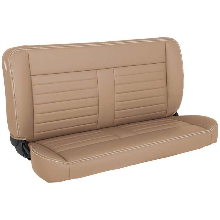 47-9255-6260-WS 55" Solid Back Bench Seat, Cruiser Collection Universal, Baja Tan Salerno Vinyl W/White Stitch