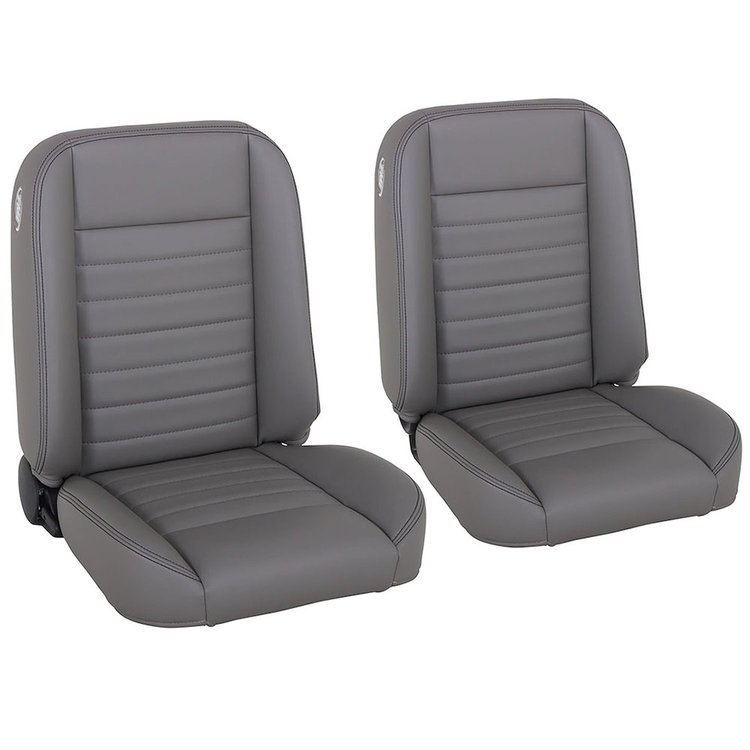 47-9250-6224-BKS Pro-Classic Bucket Seats, Cruiser Collection Universal, Medium Earth Grey Vinyl W/Black Stitch