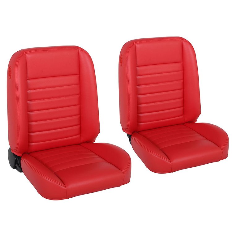 47-9250-7300G-RS Pro-Classic Bucket Seats, Cruiser Collection Universal, Red Glossy Vinyl W/Red Stitch