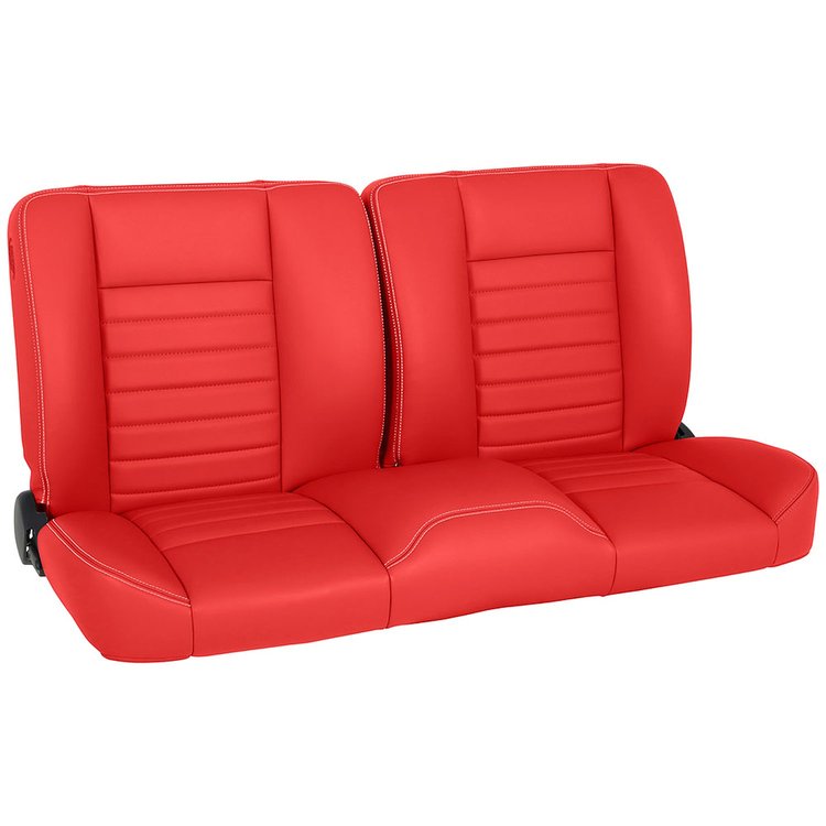 47-9252-7300G-WS 55" Split Back Bench Seat, Cruiser Collection Universal, Red Glossy Vinyl W/White Stitch