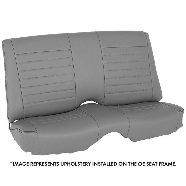 46-80800-6224-BKS 53" Rear Seat Upholstery, 1967-1969 Chevy Camaro Coupe, Medium Earth Grey Vinyl W/Black Stitch