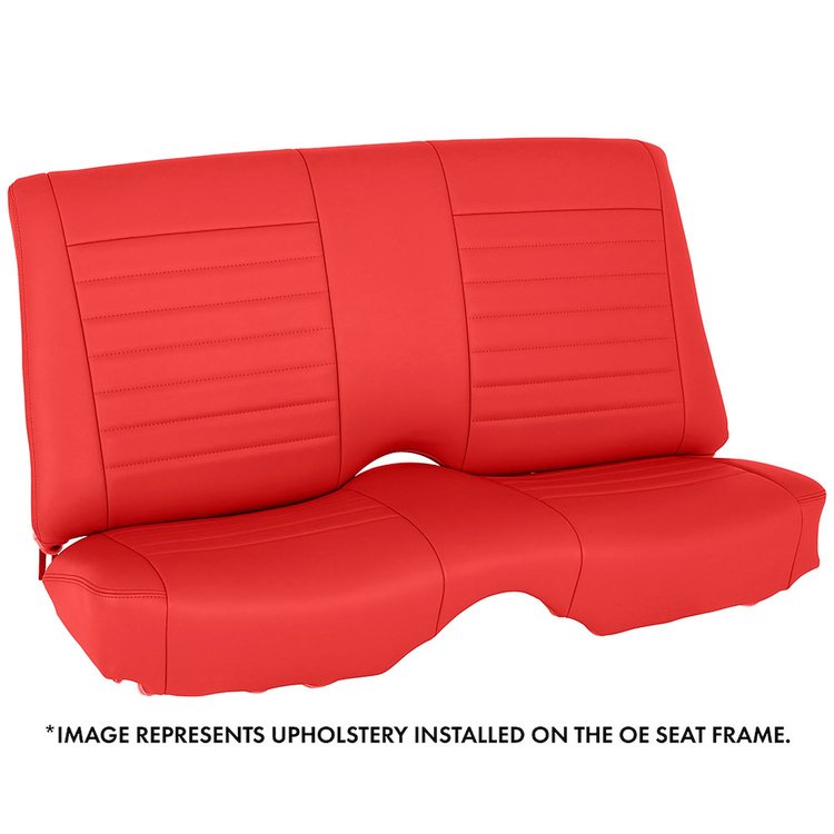 46-80800-7300G-RS 53" Rear Seat Upholstery, Cruiser Collection 1967-1969 Chevy Camaro Coupe, Red Glossy Vinyl W/Red Stitch