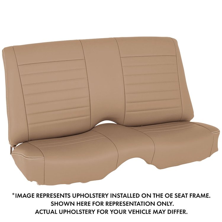 46-82801-6260-WS Rear Seat Upholstery, 1966-1967 Chevy Chevelle Hardtop, Baja Tan Salerno Vinyl W/White Stitch