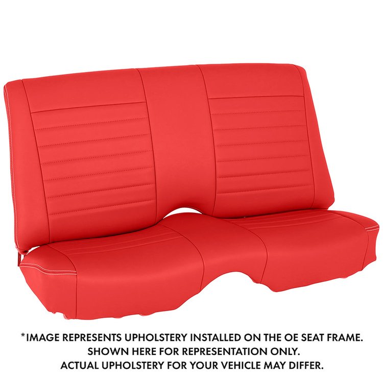 46-82806-7300G-WS Rear Seat Upholstery,  1966-1967 Chevy Chevelle Convertible, Red Glossy Vinyl W/White Stitch