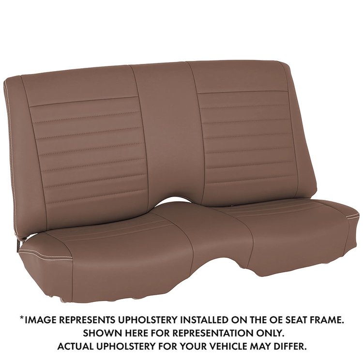 46-85800-511-WS Rear Seat Upholstery, Cruiser Collection 1986-1987 Chevy Monte Carlo Coupe, Saddle Brown Vinyl W/White Stitch