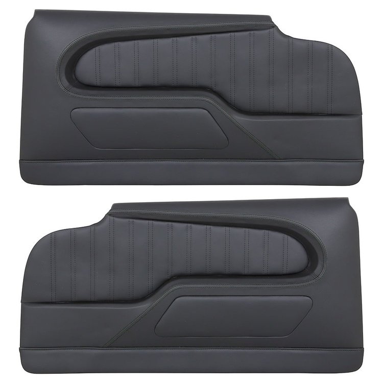 11-83800-2295-BKS Front Molded Door Panels, Sport Pattern 1959 Chevy Impala 2-Door Hardtop, Black Madrid Vinyl W/Black Stitch
