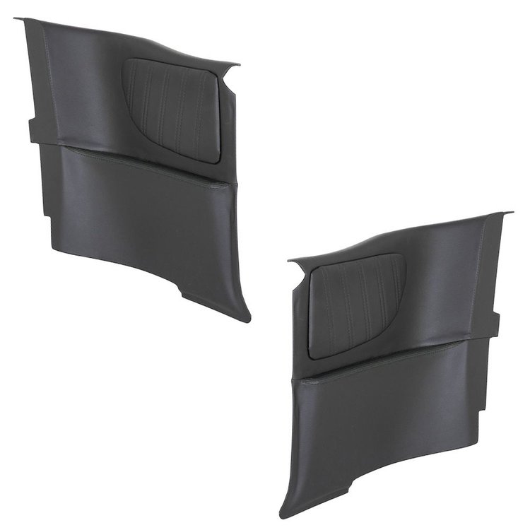 11-71620-2295-BKS Rear Molded Quarter Panels, Sport Pattern 1967-1968 Mercury Cougar Coupe, Black Madrid Vinyl W/Black Stitch