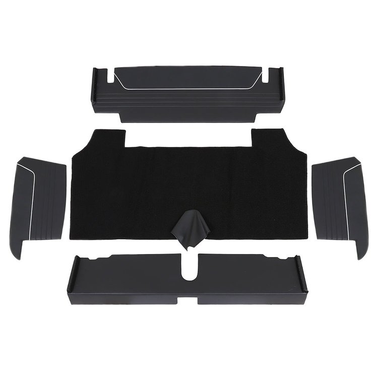 34-T71600-6525-301 6 PC Trunk Kit, Sport Pattern 1967-1968 Mercury Cougar Coupe, Black Verona Vinyl, Black Loop Carpet
