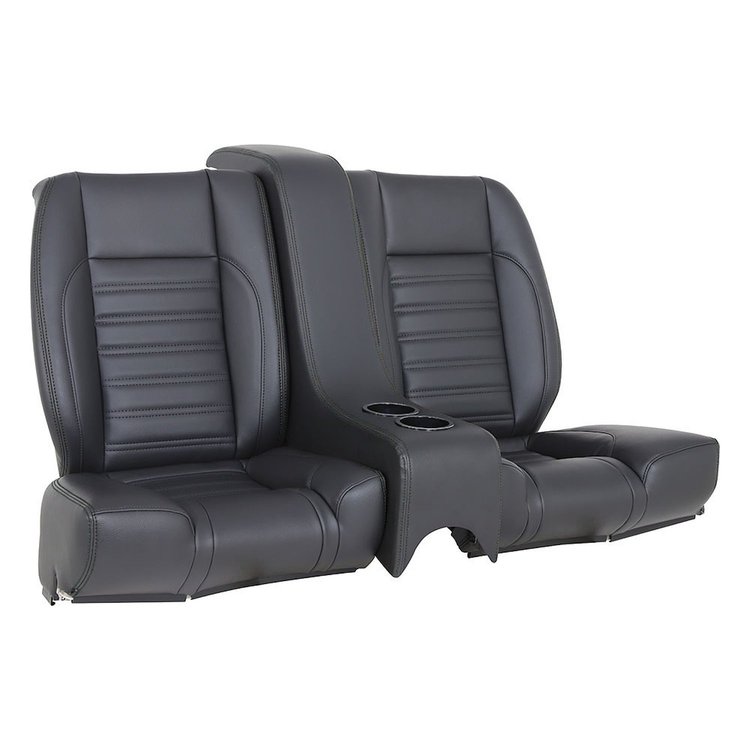 47-71620-500-BKS Complete Rear Seat With Console, 1967-1968 Mercury Cougar Coupe, Black Distressed Vinyl W/Black Stitch