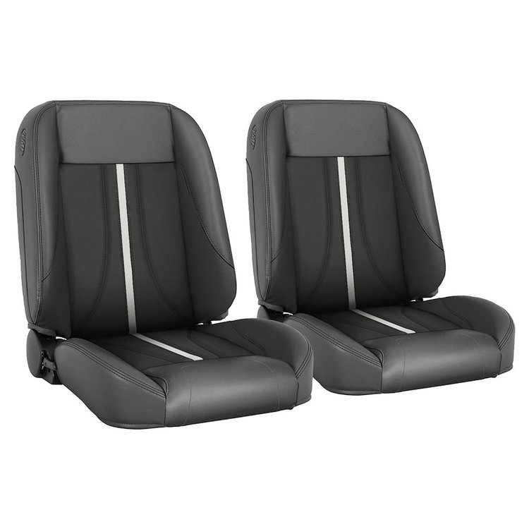 47-9311-6525-BKS-S1 Pro-Classic Bucket Seats, Sport-AR2 Pattern  Charcoal Black Verona Vinyl W/Black Stitch/Red Stripe