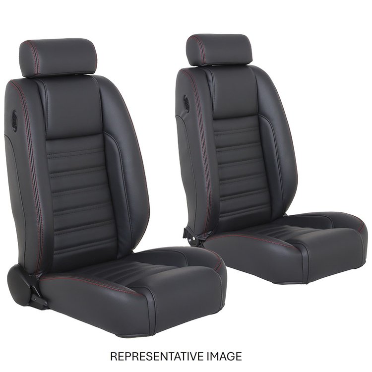 47-9290-6525-BKS Pro-Trans-Am Bucket Seats W/Mini Headrest, Sport Pattern  Charcoal Black Verona Vinyl W/Black Stitch