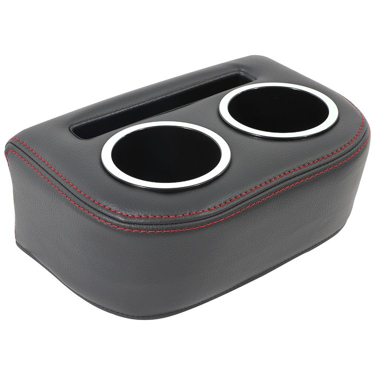 25-83150-6525-RS Universal Solid-Back Bench Seat Cup Holder Charcoal Black Verona Vinyl W/Red Stitch