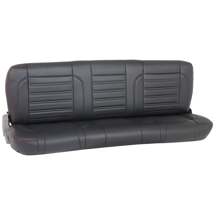 46-83360-6525-RS Rear Seat Upholstery, 1995-1998 Chevy/GMC Truck Extended Cab, Charcoal Black Verona Vinyl W/Red Stitch
