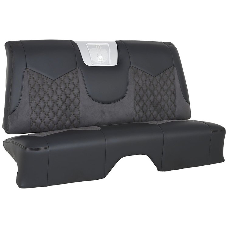 46-83855-2295-BKS Rear Seat Upholstery, Sport-DD Pattern 1959 Chevy Impala, Black Madrid Vinyl W/Black Stitch