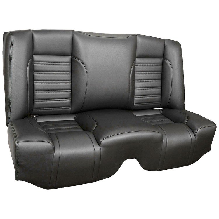 47-82215-2295-BKS Complete Rear Seat W/O Console, 1966-1967 Chevy/Pontiac Chevelle/GTO Coupe, Black Madrid Vinyl W/Black Stitch