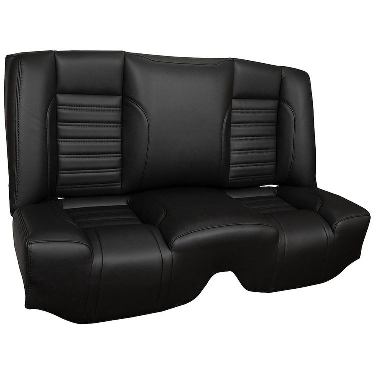 47-82215-6525-BKS Complete Rear Seat W/O Console, 1966-1967 Chevy/Pontiac Chevelle/GTO Coupe, Black Verona Vinyl w/Black Stitch