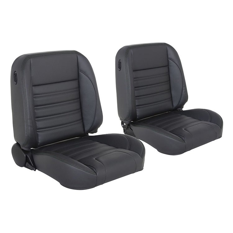 47-9480-6525-BKS Pro-Classic Mini Bucket Seats, Sport Pattern  Charcoal Black Verona Vinyl W/Black Stitch