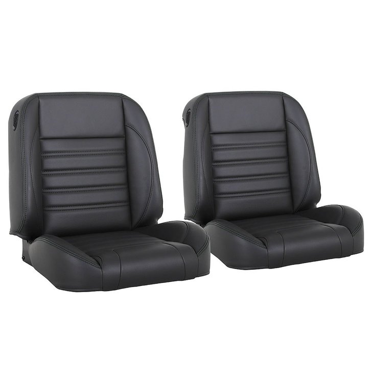 47-9680-2295-BKS Pro-Classic C1 Corvette Bucket Seats, Sport Pattern 1961-1962 Chevy Corvette, Black Madrid W/Black Stitch