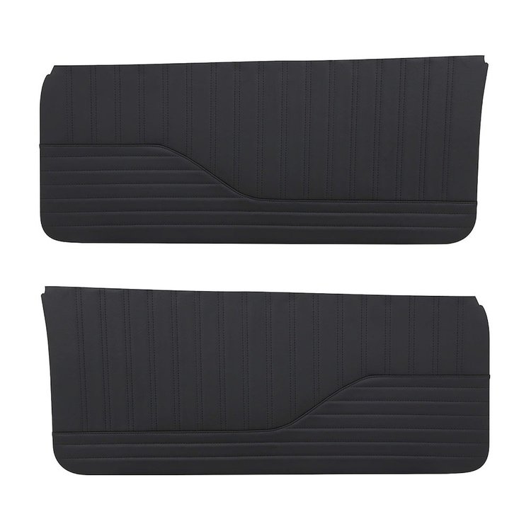 11-81500-500 Front Flat Door Panels, 1982-1992 Chevy Camaro Coupe/T-Top/Convertible, Black Distressed Vinyl W/Black Stitch