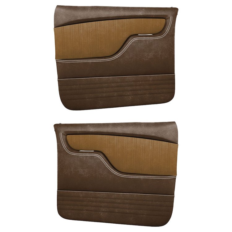 11-83003-509-506-WS Front Molded Door Panels, 1967-72 Chevy/GMC Truck/Blazer/Jimmy, Distressed Brown Vinyl
