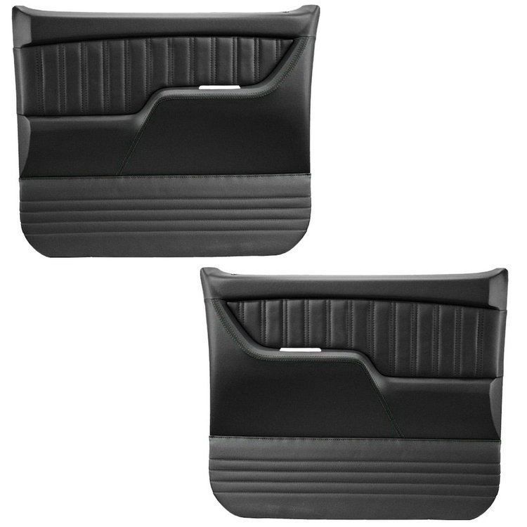 11-83007-2295-BKS Front Molded Door Panels, 1973-80 Chevy/GMC C/K Trucks, Blazer, Jimmy, Black Madrid Vinyl W/Black Stitch