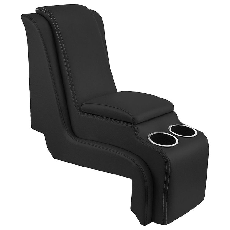 25-83070-2295-BKS Deluxe Console W/Armrest & Storage, 1973-87 Chevy/GMC C/K Trucks, Black Madrid Vinyl W/Black Stitch